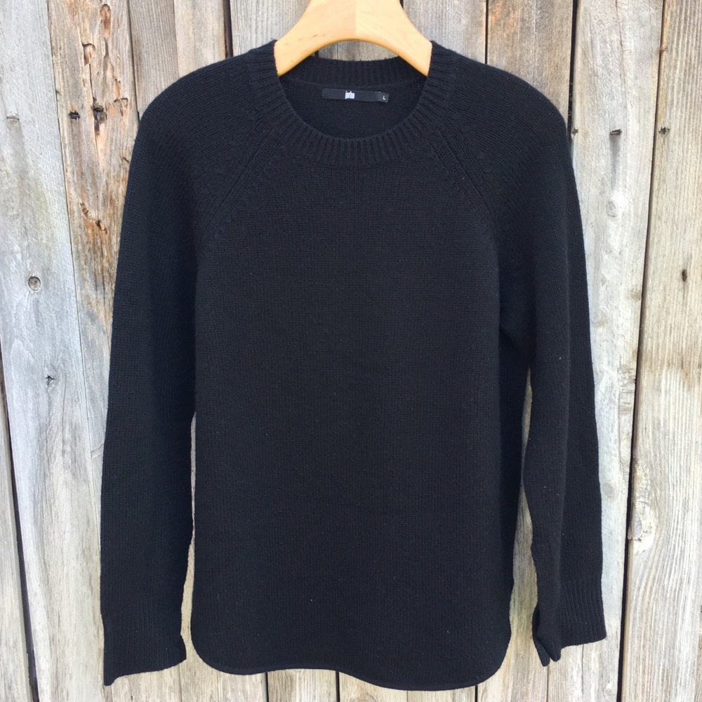 Jarbo Curved Hem Merino Cashmere Sweater Black L